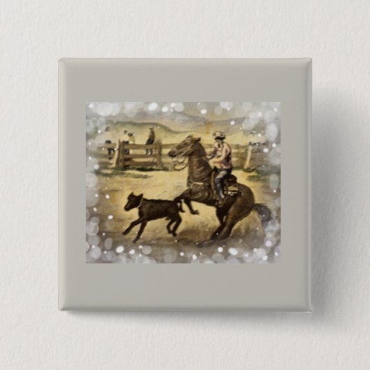 Westerne Ride Vierkante Button 5,1 Cm (Voorkant)