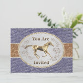 Westerne riem en gesp op je denim zijn welkom kaart (Staand voorkant)