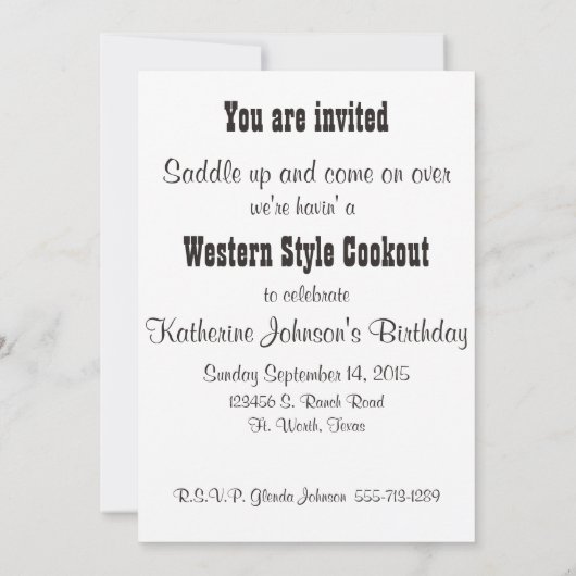 Westerne riem en gesp op je denim zijn welkom kaart (Achterkant)