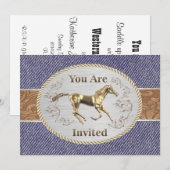 Westerne riem en gesp op je denim zijn welkom kaart (Voorkant / Achterkant)