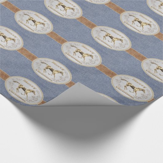 Westerne riem en riemgesp vrolijk kerstfeest cadeaupapier (Hoek)