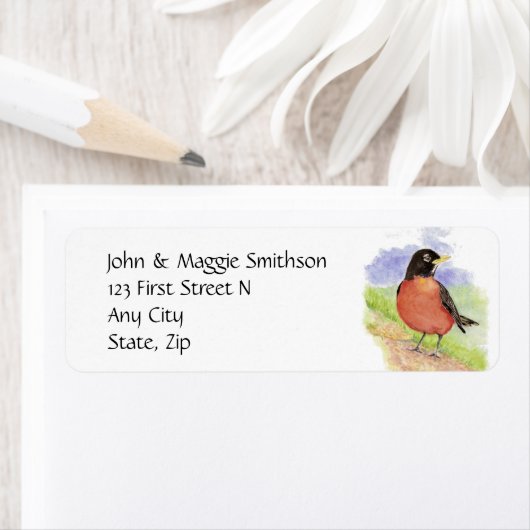 Westerne Robin Garden Bird, Adres Label (Insitu)