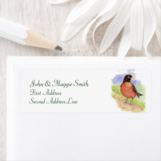 Westerne Robin, vogel, adreslabel Etiket (Insitu)