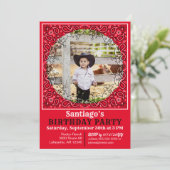 Westerne rode bandana foto verjaardagsuitnodiging kaart (Staand voorkant)