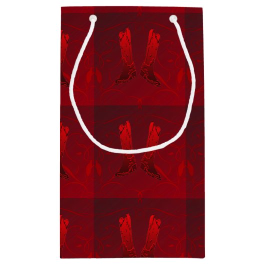 Westerne rode cowboy Boot Print Gift Bag Klein Cadeauzakje (Achterkant)