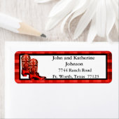 Westerne rode cowboylaarzen en speldenvakantie etiket (Insitu)