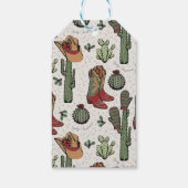 Westerne Rode en Groene Xmas Cowgirl Dank U Cadeaulabel (Achterkant)