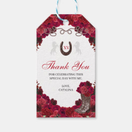 Westerne rode rozen Ranchero Quinceanera Cadeaulabel