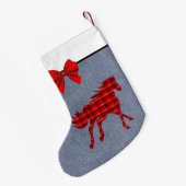 Westerne rode speldenpaard op Faux Denim Kleine Kerstsok (Achterkant (Hangend))