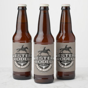 Westerne Rodeo ADD NAME Old West Steer Roping Rope Bier Etiket