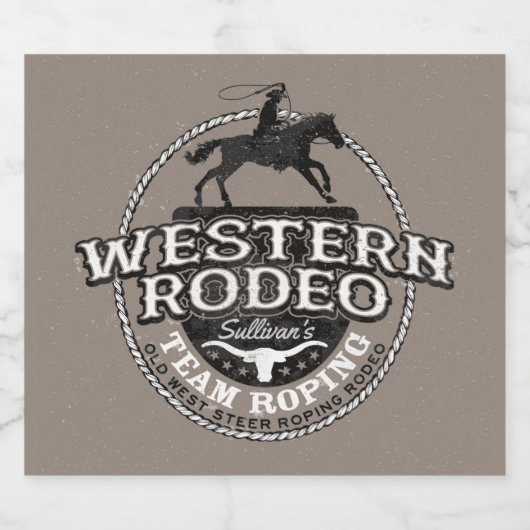 Westerne Rodeo ADD NAME Old West Steer Roping Rope Bier Etiket (Enkel label)