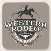 Westerne Rodeo ADD NAME Old West Steer Roping Rope Bier Onderzetter (Voorkant)