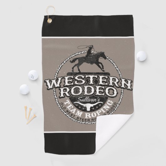 Westerne Rodeo ADD NAME Old West Steer Roping Rope Golfhanddoek (Insitu)