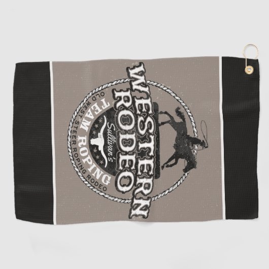 Westerne Rodeo ADD NAME Old West Steer Roping Rope Golfhanddoek (Horizontaal)