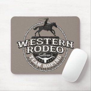 Westerne Rodeo ADD NAME Old West Steer Roping Rope Muismat