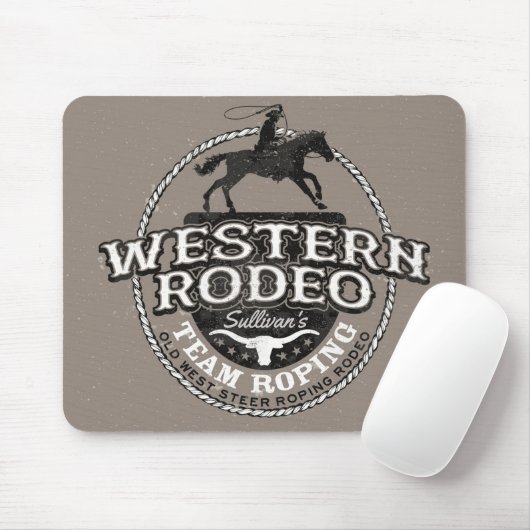 Westerne Rodeo ADD NAME Old West Steer Roping Rope Muismat (Met muis)