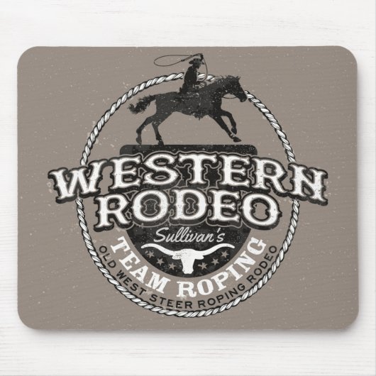 Westerne Rodeo ADD NAME Old West Steer Roping Rope Muismat (Voorkant)