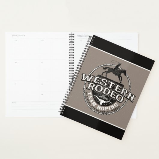 Westerne Rodeo ADD NAME Old West Steer Roping Rope Planner (Display)