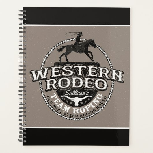 Westerne Rodeo ADD NAME Old West Steer Roping Rope Planner (Voorkant)