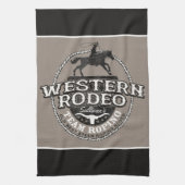 Westerne Rodeo ADD NAME Old West Steer Roping Rope Theedoek (Verticaal)