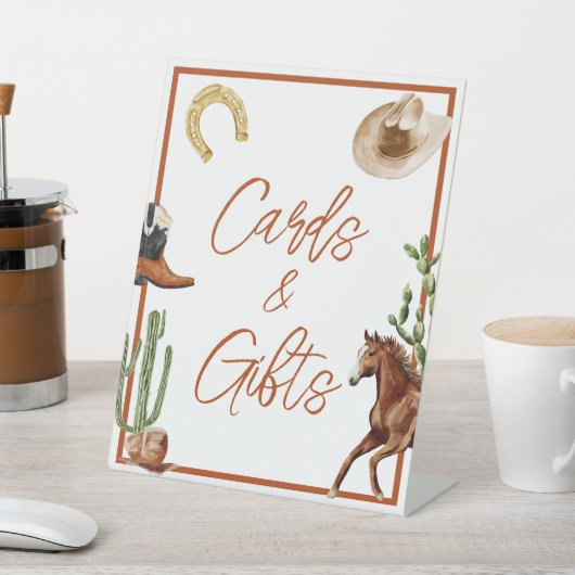 Westerne Rodeo Boy Kaarten & Geschenken Reclamebord Met Voetstuk (Insitu)