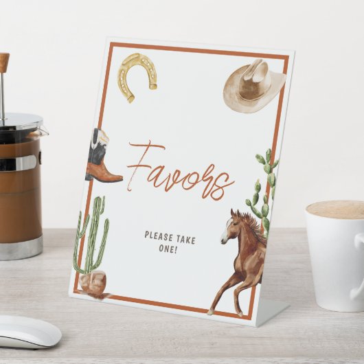 Westerne Rodeo Boy Shower Favorieten Reclamebord Met Voetstuk (Insitu)