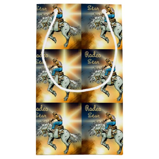 Westerne Rodeo Bronc Rider Gift Bag Klein Cadeauzakje (Achterkant)