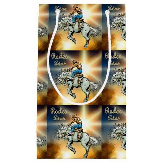 Westerne Rodeo Bronc Rider Gift Bag Klein Cadeauzakje (Voorkant)