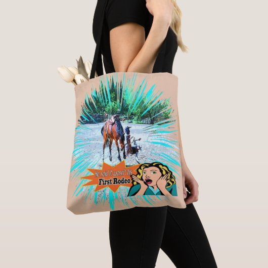 Westerne Rodeo Bronc Rider niet eerst Rodeo Tote Bag (Dichtbij)
