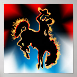Westerne Rodeo Bucking Bronco Horse and Cowboy Poster