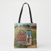 Westerne Rodeo Bull Rider Night Rodeo  Print Tote Bag (Voorkant)