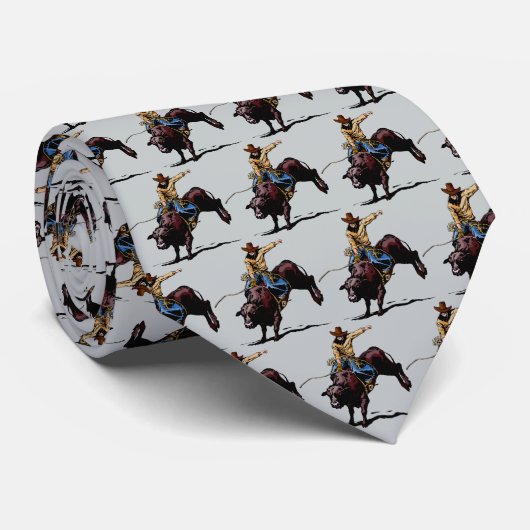 Westerne Rodeo Bull Riding Mannen Necktie Stropdas (Opgerold)