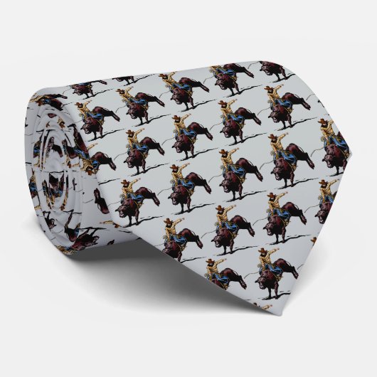 Westerne Rodeo Bull Riding Mannen Necktie Stropdas (Opgerold)