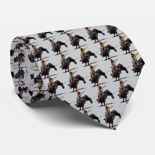 Westerne Rodeo Bull Riding Mannen Necktie Stropdas (Opgerold)