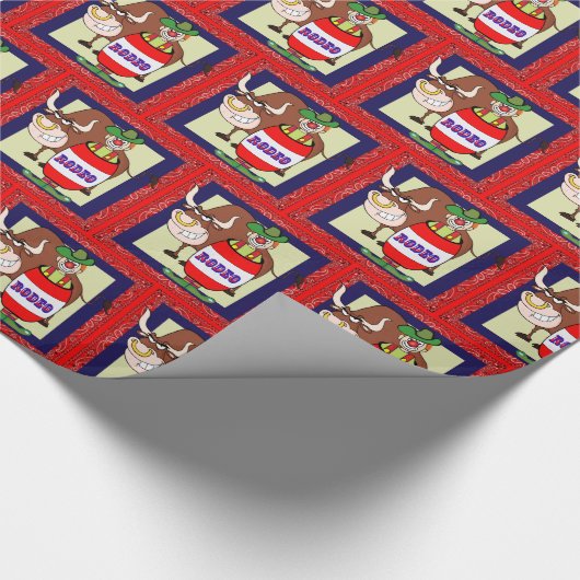 Westerne Rodeo Clown Barrel en Bull Cadeaupapier (Hoek)