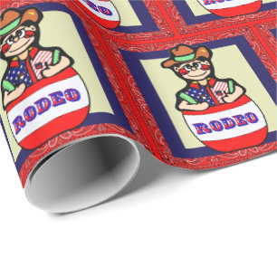 Westerne Rodeo Clown In Barrel Red Bandana Cadeaupapier