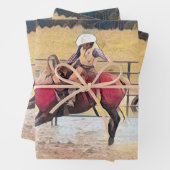 Westerne Rodeo Country Horse Riding Art Inpakpapier Vel (In situ)