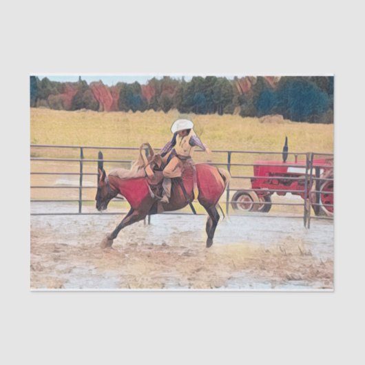 Westerne Rodeo Country Horse Riding Art Tissuepapier (Voorkant)