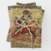 Westerne rodeo Country Horse Riding Texture Inpakpapier Vel (In situ)