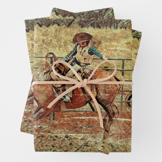 Westerne rodeo Country Horse Riding Texture Inpakpapier Vel (In situ)