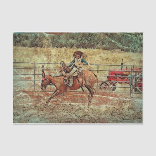 Westerne rodeo Country Horse Riding Texture Tissuepapier (Voorkant)
