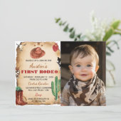 Westerne Rodeo Cowboy 1e Verjaardagsuitnodiging Kaart (Staand voorkant)