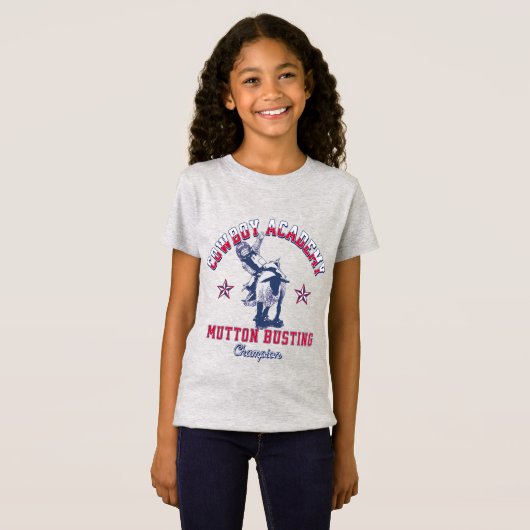 Westerne Rodeo Cowboy Academy Mutton Busting Kinde T-shirt (Voorkant volledig)