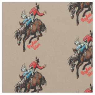Westerne Rodeo Cowboy Bareback Bronc Horse Rider Stof