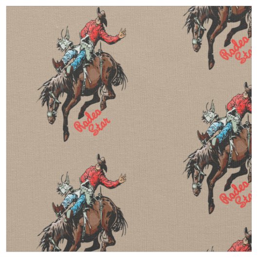 Westerne Rodeo Cowboy Bareback Bronc Horse Rider Stof (Close Up)