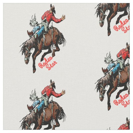 Westerne Rodeo Cowboy Bareback Bronc Horse Rider Stof (Close Up)