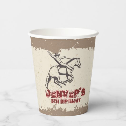 Westerne Rodeo Cowboy Birthday Party Papieren Bekers (Achterkant)
