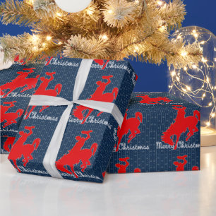 Westerne Rodeo Cowboy Bronc met kerstmis Cadeaupapier