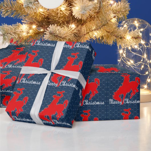 Westerne Rodeo Cowboy Bronc met kerstmis Cadeaupapier (Feestdagen)