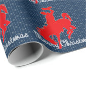 Westerne Rodeo Cowboy Bronc met kerstmis Cadeaupapier (Rol Hoek)